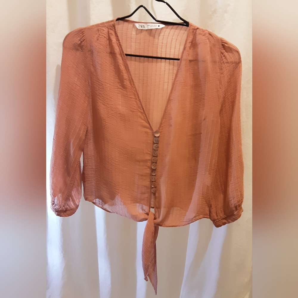 Women's Peach Button-Down Top